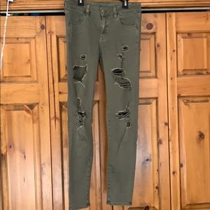 american eagle green ripped jeans